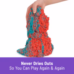 Kinetic Sand Mold n’ Flow, 1.5lbs Red and Teal Play Sand, 3 Tools Sensory Toys for Kids Ages 3+