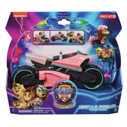 PAW Patrol : The Mighty Movie Motorcycle Toy Vehicle, with Mighty Pups Liberty and Junior Patroller Toy Figures, Kids Toys for Boys & Girls Ages 3+