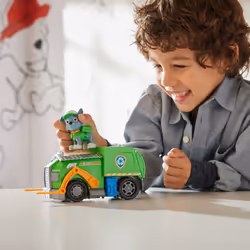 PAW Patrol , Rocky’s Recycle Truck, Toy Truck with Collectible Action Figure, Sustainably Minded Kids Toys for Boys & Girls Ages 3 and Up