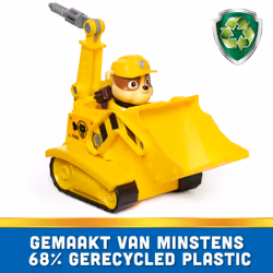 PAW Patrol , Rubble’s Bulldozer, Toy Vehicle with Collectible Action Figure, Sustainably Minded Kids Toys for Boys & Girls Ages 3 and Up