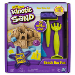 Kinetic Sand , Beach Day Fun Playset with Castle Molds, Tools, and 12 oz. of for Ages 3 and Up