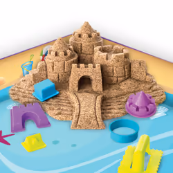 Kinetic Sand , Beach Day Fun Playset with Castle Molds, Tools, and 12 oz. of for Ages 3 and Up