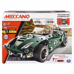 Meccano by Erector 5 in 1 Roadster Pull Back Car Building Kit, STEM Engineering Education Toy for Ages 8 and up, 8 yr(s), Met ...