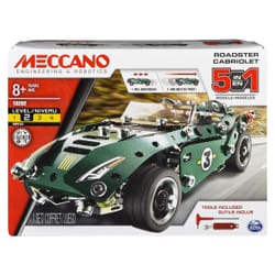 Meccano by Erector 5 in 1 Roadster Pull Back Car Building Kit, STEM Engineering Education Toy for Ages 8 and up