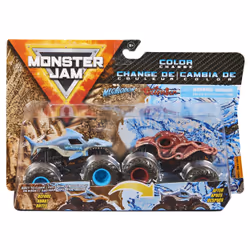 Monster Jam , Official Monster Mutt Poodle vs. Monster Mutt Husky Color-Changing Die-Cast Monster Trucks, 1:64 Scale