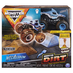 Monster Jam , Megalodon Monster Dirt Starter Set, Featuring 8oz of Monster Dirt and Official 1:64 Scale Die-Cast Truck