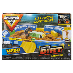 Monster Jam , Monster Dirt Arena 24-inch Playset with 2lbs of Monster Dirt and Exclusive 1:64 Scale Die-Cast Truck