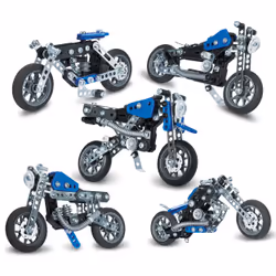 Meccano by Erector, 5 in 1 Model Building Set - Motorcycles, STEM Engineering Education Toy, 174 Pieces, For Ages 8 and up