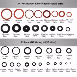 141 PCS Rubber Sealing Washer Kit with 225 PCS Faucet O-Rings Gasket Seal Assortment Set 34 Different Assorted Sizes