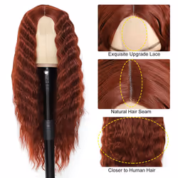 Long Deep Wave Wig 28 Synthetic Curly Wigs 4 Fake Scalp Curly Lace Front Wigs for Women Natural Crimps Curls  350#