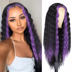 Skunk Deep Wave Wig 28 Inches Synthetic Curly Wig for Women Long Deep