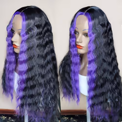 Skunk Deep Wave Wig 28 Inches Synthetic Curly Wig for Women Long Deep