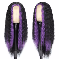 Skunk Deep Wave Wig 28 Inches Synthetic Curly Wig for Women Long Deep