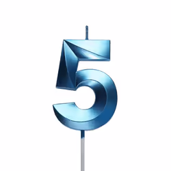 Qj-solar 276 inch Blue 5 Birthday candles 3D Number 5th cake Topper fo