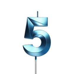 Qj-solar 276 inch Blue 5 Birthday candles 3D Number 5th cake Topper fo