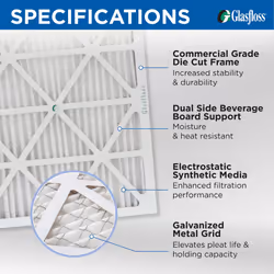 Glasfloss 16x24x2 MERV 10 (FPR 5-6) 2"""" Inch Pleated Air Filters Box of 6. Actual Size: 15-1/2 x 23-1/2 x 1-3/4