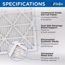 Glasfloss 20x20x2 MERV 10 (FPR 5-6) 2"""" Inch Pleated Air Filters Box of 6. Actual Size: 19-1/2 x 19-1/2 x 1-3/4