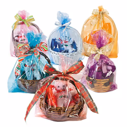 Fun Express Cellophane Easter Basket Bag Assortment (bulk set of 72) Gift Basket Party Supplies