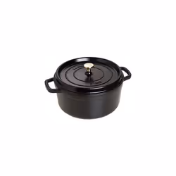 STAUB Cast Iron Roaster/Cocotte, With Steam Insert, Round 26 cm, 5.2 L, With Matte Black Enamel Inside the Pot, Black