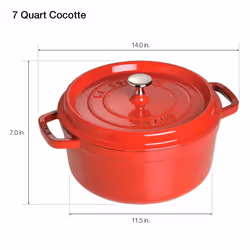 Staub Cast Iron 7-qt Round Cocotte - Cherry  Made in France