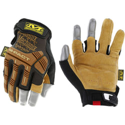 Mechanix Wear: M-Pact Durahide Leather Framer Work Gloves  Fingerless Design  Work Gloves with Impact Protection and Vibration Absorption  Safety Glov