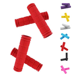 Helonge Bike Handlebar Grips  Non-Slip Rubber Bicycle Handle Bar Wraps for Kids Bikes(7 Colors) (Red)