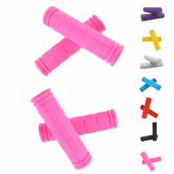 Helonge Bike Handlebar Grips Non-Slip Rubber Bicycle Handle Bar Wraps for Kids Bikes(7 Colors) (Pink)