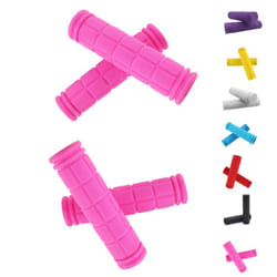 Helonge Bike Handlebar Grips  Non-Slip Rubber Bicycle Handle Bar Wraps for Kids Bikes(7 Colors) (Pink)