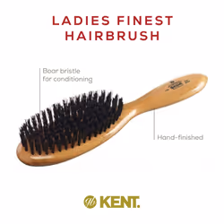 Kent LC22 Finest Hair Brushes for Women Detangler Dry Brush Made of Cherrywood - Boar Bristle Oval Hairbrush for Medium to Thick Hair All Lengths - Sa