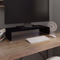 vidaXL TV Stand / Monitor Riser Glass Black 23.6""x9.8""x4.3""