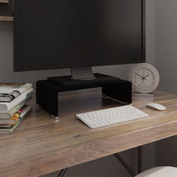 vidaXL TV Stand / Monitor Riser Glass Black 15.7""x9.8""x4.3""
