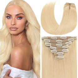 Loxxy 9A Grade Remy Human Hair Clip Ins Hair Extensions Full Head Thick Silky Straight Clip in Human Hair Double Weft Thicker 18 Inch #60A 120g 7 Piec