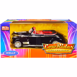 1941 Chevy Special Deluxe Convertible Black with Red Interior Low Rider Collection 1/24 Diecast Model Car by Welly 22411 LRW