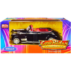 1941 Chevy Special Deluxe Convertible Black with Red Interior Low Rider Collection 1/24 Diecast Model Car by Welly 22411 LRW