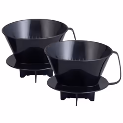 Fino Pour-Over Coffee Brewing Filter Cone Number 4-Size Black Brews 8 to 12-Cups Set of 2