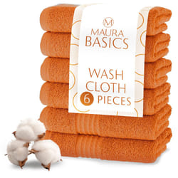 MAURA Basics Turkish Cotton Washcloth Towel Set High Performance Bathroom Essentials with Hanging Loops  Standard Size 13 x13   Ideal for Daily Comfor