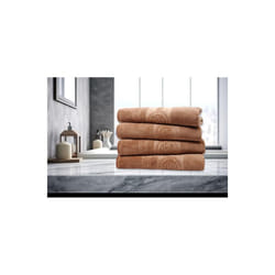 Dan River 5514TAN4PC 4 Piece Embossed Microfiber Bath Towel Set, Tan - One Size