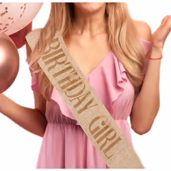 Shimmer Anna Shine Glitter Birthday Sash for Women Rose Gold Glitter