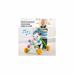 DLF00 Learn with Me Zebra Walker, Baby or Toddler Walker and Electronic Educational Toy with Music and Sounds