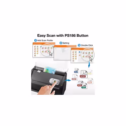 Plustek PS186 Desktop Document Scanner, with 50-pages Auto Document Feeder (ADF). For Windows 7 / 8 / 10 / 11 (Intel/AMD only)