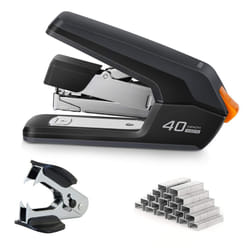 Deli Effortless Desktop Stapler  40 Sheet Capacity  One Finger Touch Stapling  Easy to Load Ergonomic Heavy Duty Stapler  Includes 1500 Staples and St