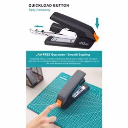 Deli Effortless Desktop Stapler  40 Sheet Capacity  One Finger Touch Stapling  Easy to Load Ergonomic Heavy Duty Stapler  Includes 1500 Staples and St