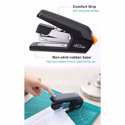 Deli Effortless Desktop Stapler  40 Sheet Capacity  One Finger Touch Stapling  Easy to Load Ergonomic Heavy Duty Stapler  Includes 1500 Staples and St