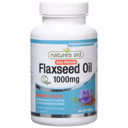 Natures Aid Flaxseed Oil, 1000 mg, 90 Softgel Capsules (Cold Pressed Flaxseed Oil, Omega 3, 6 and 9 for the Maintenance of No ...
