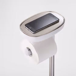 Joseph Joseph EasyStore Plus Standing Paper Holder with Flex Toilet Brush, Stainless Steel