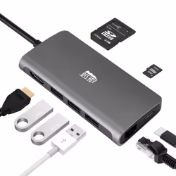 Adesso AUH-4030 laptop dock/port replicator USB 3.2 Gen 1 (3.1 Gen 1) Type-C Grey - Additional view 7
