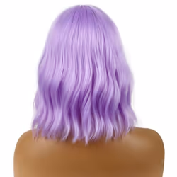 LANCAINI Short Bob Wigs with Bangs for Women Loose Wavy Wig Curly Wavy Shoulder Length Bob Synthetic Cosplay Wig for Girl Colorful Costume Wigs (Purpl