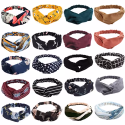 AHONEY Boho Knotted Twisted Floral Headbands - 20 Pack Elastic Headband Hair Accessories for Women