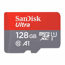 SanDisk 128GB Ultra microSDXC memory card+SD adapter. Up to 120MB/S Read Speed, Class 10, U1, A1 approved