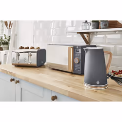 Swan SK14610GRYN, Nordic Rapid Boil Jug Kettle, Wood Effect Handle, Soft Touch Housing and Matt Finish, 3kw, 1.7 Litre, Slate Grey
